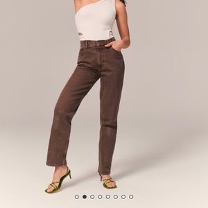 Brown high rise 90s straight jeans